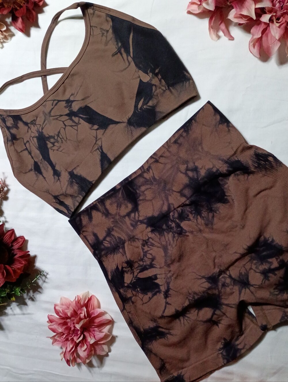 NWOT Brown/Black Tie Dye Athletic Set